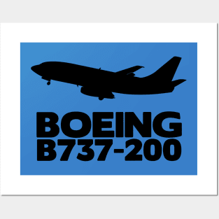 Boeing B737-200 Silhouette Print (Black) Posters and Art